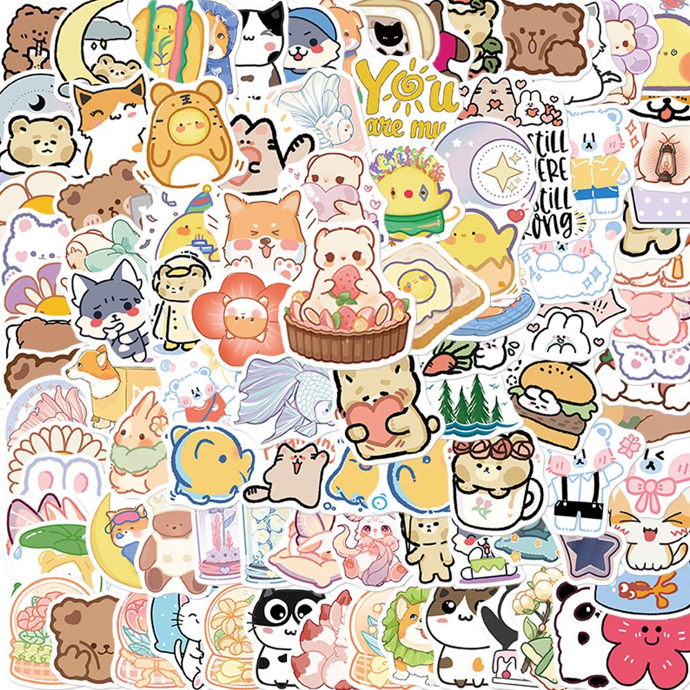 100 Cute Little Fresh Style Stickers Decorate Guitar Notebook Suitcase DIY Waterproof Stickers