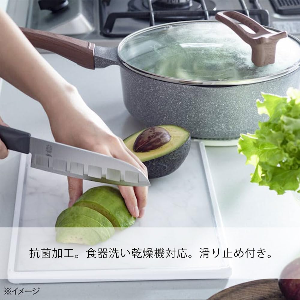 CAINZ Cutting Width Depth Thickness Cutting Antibacterial Dishwasher Minata Cutting Board Board, 40cm, 28cm, 1cm, Lightweight, Marble-like Board,