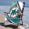 proof beach towel with Miami Dolphins logo pattern - soft,absorbent,quick-drying,machine washable - perfect for swimming,camping,bathing