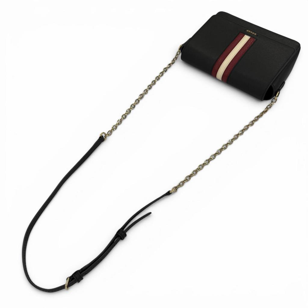 Ausgezeichnete BALLY Umhängetasche Seliah Logo Metall Kette Leder schwarz Leder Damen Gebraucht