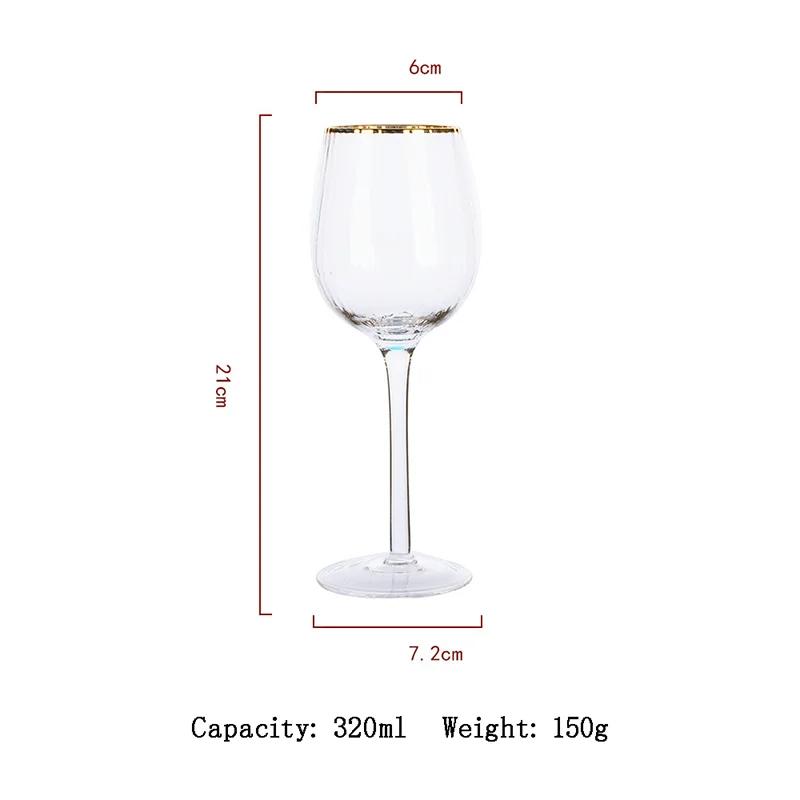 Golden Edge Vertical Striped Wine Glass Wedding Crystal Glass Goblet Champagne Glasses Transparent Vodka Whiskey Cup Beer Glass