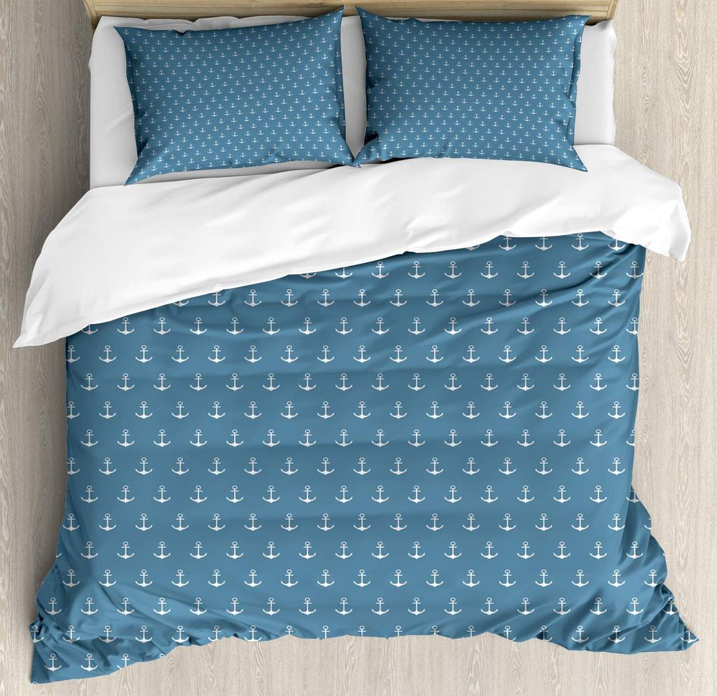Anchor Duvet Cover Set Nautical Theme Queen King Bedding Set Boys Girls Teens Sea World Ocean Comforter Cover Set Bedroom Decor