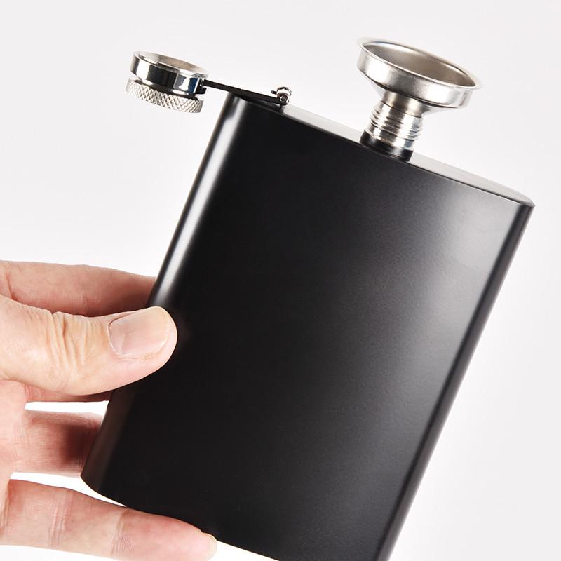 8oz Stainless Steel Hip Flask with Russian Leather, Portable Outdoor Small Flask - Brown/Black