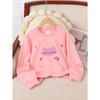 Girls' Soft Crewneck Sweatshirt, Pink Cat Music Dots Pattern with Cute Creative Print, Casual All-Match for Fall Winter, Ideal Holiday Present