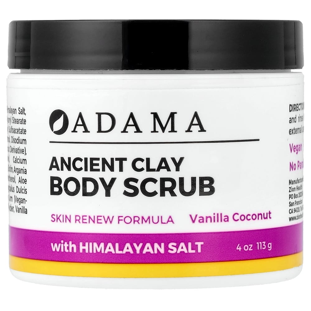 Zion Health Adama Ancient Clay Body Scrub Vanilla Coconut 113g (4oz) 113g - 1 ea
