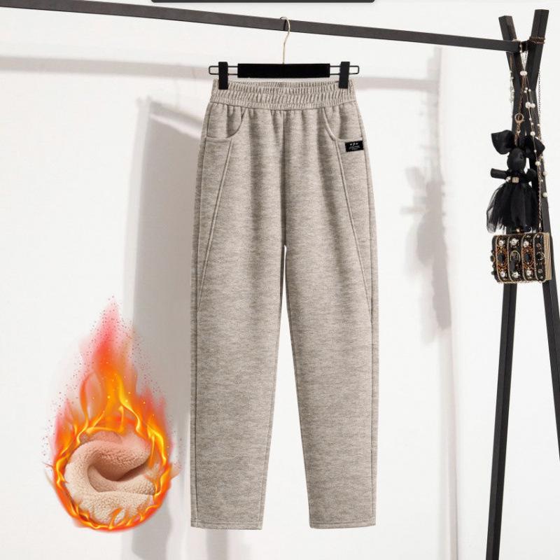 Velvet-Lined High Waist Pants for Middle-Aged Women - Winter Fashion for Shorter Figures