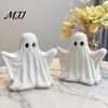 Halloween Ghost Decor Figurine, Spooky Cute Statue, Retro White Decorative Fireplace Accents Ornament for Home Tabletop Party Decorations Unique Gift