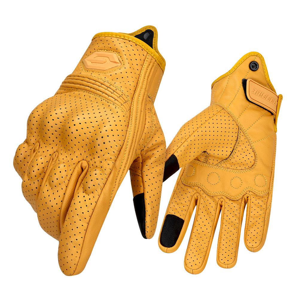 Genuine Leather Breathable Motorcycle Racing Gloves - Anti-Fall, Summer Riding Gear
