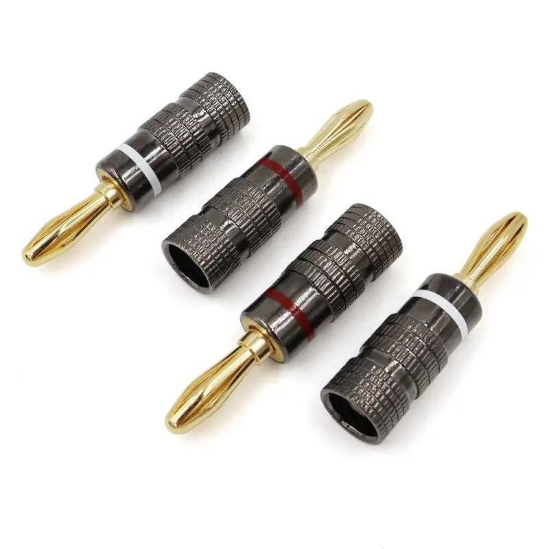 2/6/10/20/50ks 4mm Banánky Samčí Konektor 24K Pozlacené Hifi Audio Reproduktorové Banánkové Konektory pro Reproduktory a Zesilovače