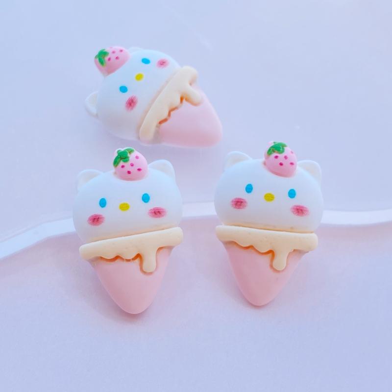10Pcs New Cute Cartoon Cake, Ice Cream Series Flat Back Resin Cabochons Scrapbooking DIY Jewelry Craft Decoration Accessorie