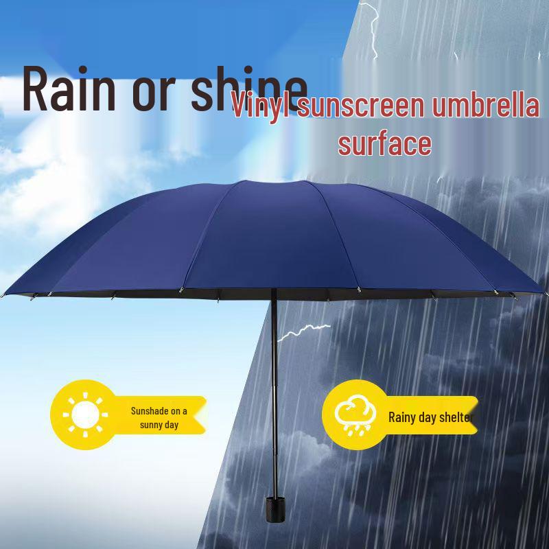 12-Rib Dual-Use Sun & Rain Umbrella for Men & Women - Large, UV Protection, Folding Double-Person Design