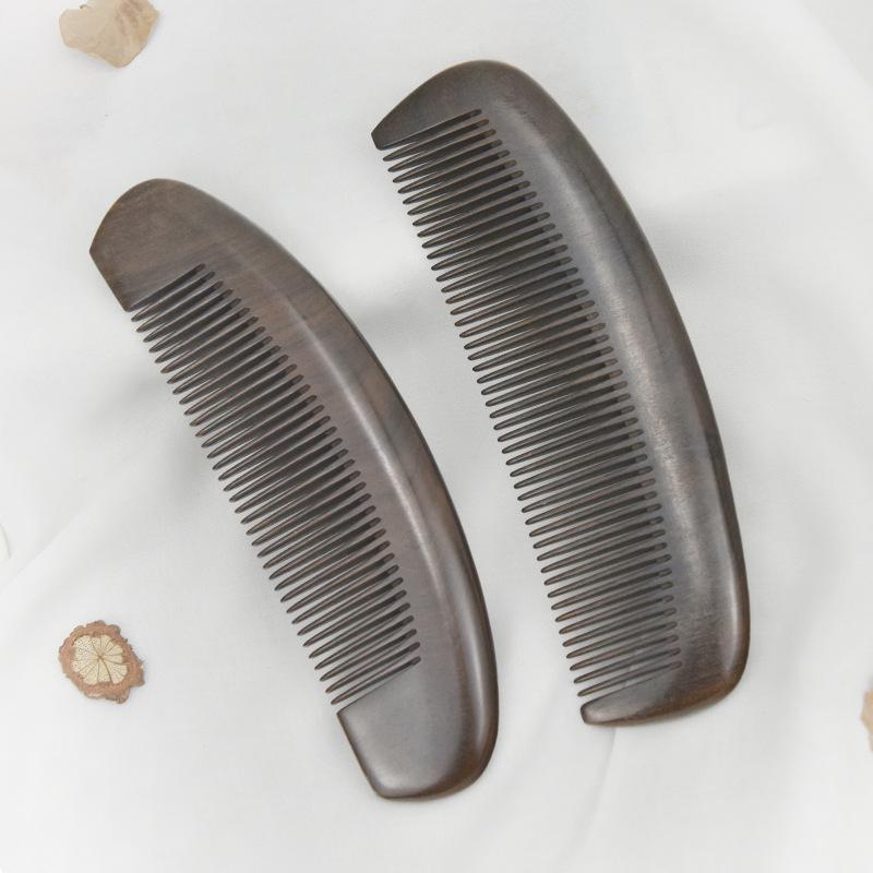 Moon-Shaped Solid Wood Comb for Men and Women – Deep Precious Treasure, Home Daily Use, Engraved Design