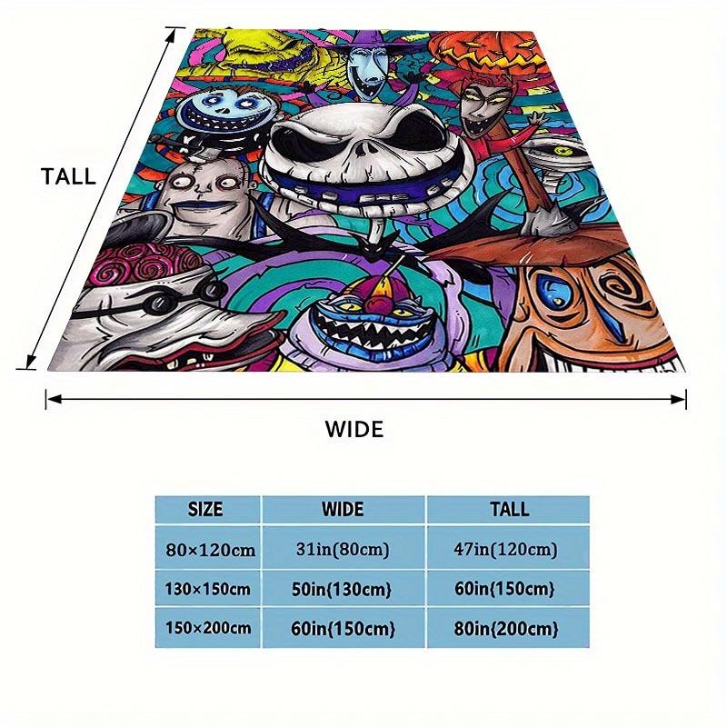 1pc The Nightmare Before Christmas Printing Blanket - Soft, All-Season Throw for Living Room, Bedroom,Personalized Gift with Adorable Cartoon Design