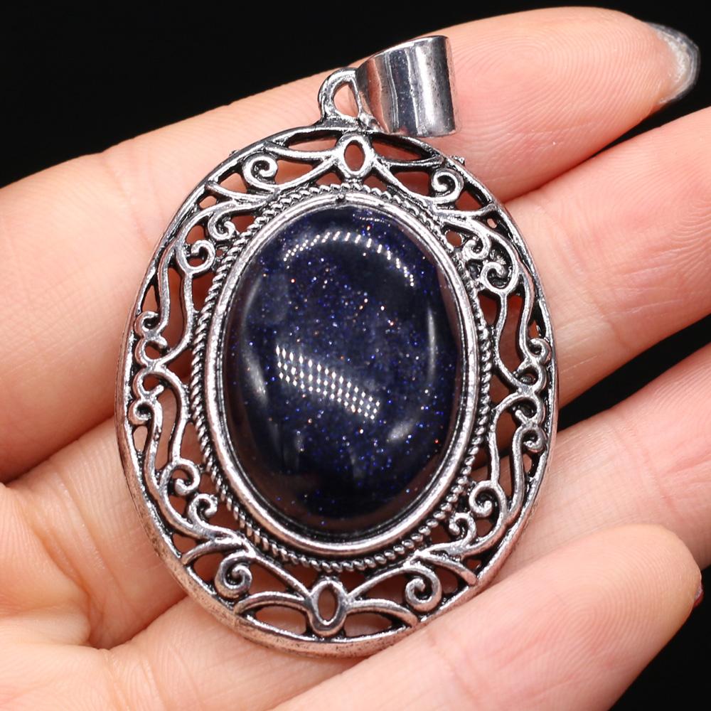 Natuurlijke stenen hanger Ei-vormige halfedelstenen kanten hanger voor het maken van sieraden DIY ketting armband accessoire