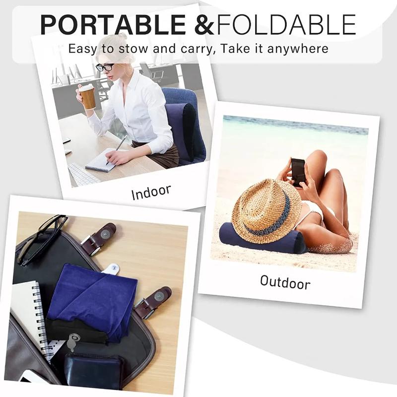 Inflatable PVC Flocking Pillow Wedge Love Pillow Triangle Foldable Master Cushion Labor-saving Sitting Camping Pillow Furniture