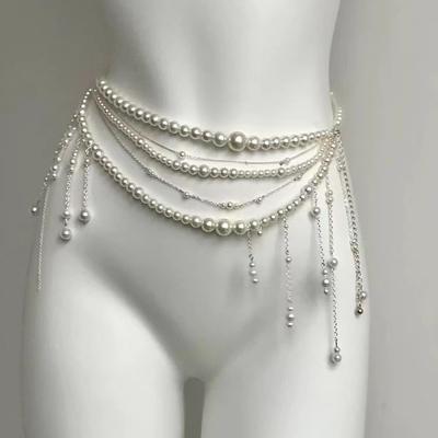 Damen Modischer Quasten-Gürtel, Mehrlagige Perlen-Gürtel-Taillenkette