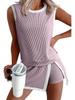Women's Casual Round Neck Loose T-shirt and Elastic Waist Pants Skirt Set 2026