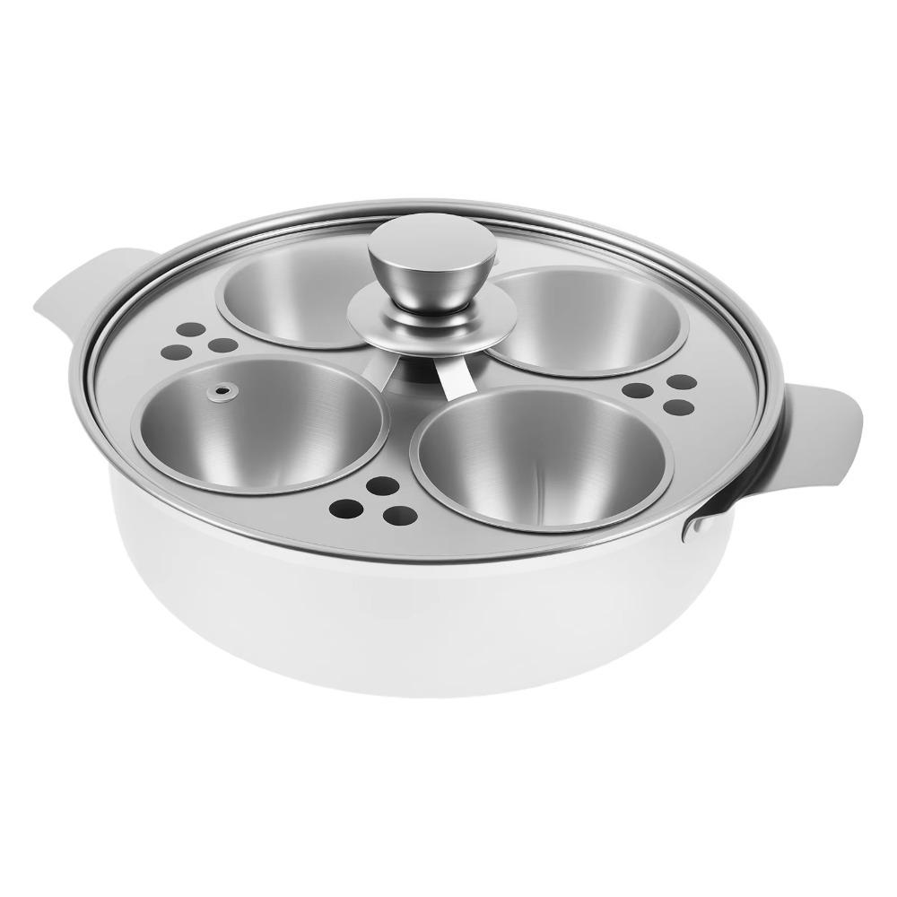 Glass Lid Stewing Soup Pot with Egg Steamer Egg Cooker Steamed Stew Pot Induction Cooker