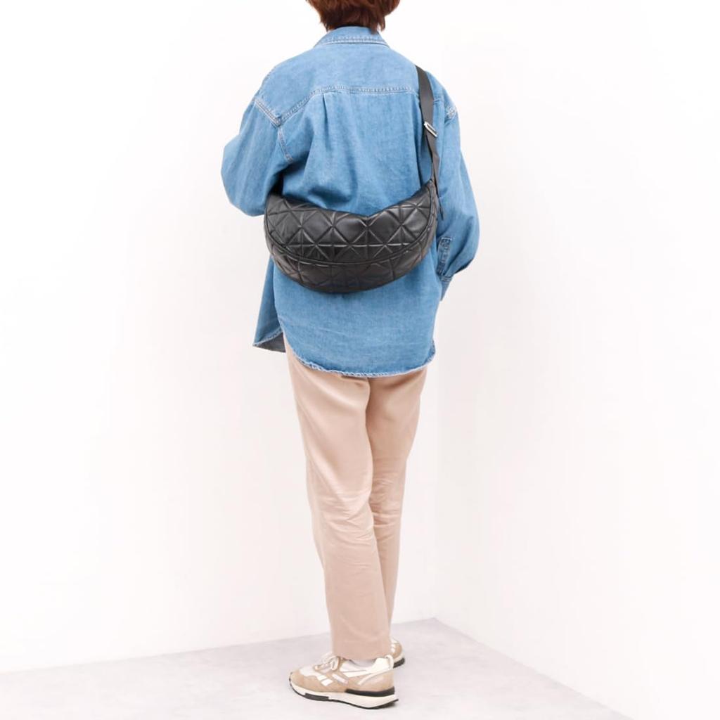 [Kashkash] Soft Synthetic Leather Quilted Half Moon Shoulder Bag