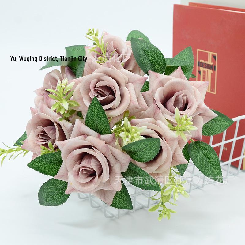 7-Head 3D Rose Bouquet with Rose Handle for Wedding and Home Decor
