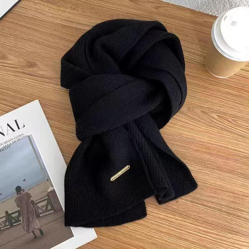 Korean-Style Houndstooth Knitted Round Neck Scarf - Warm, Versatile, Trendy Autumn/Winter Accessory