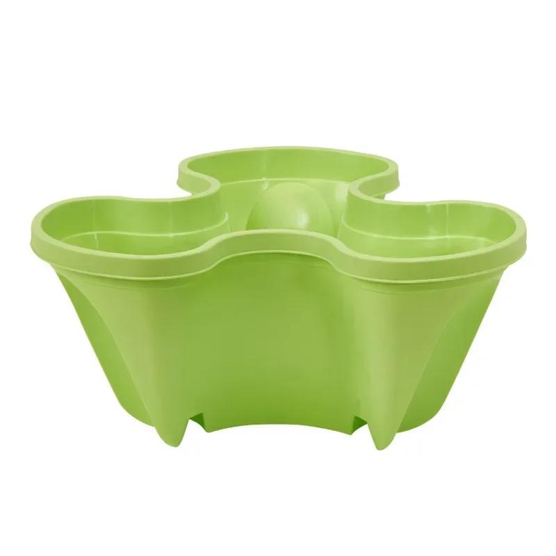 

1PC Plastic Stackable Vertical Flower Plant Pot Strawberry Seedling Holder Vegetable Planters Garden Three-Petal Pot Decoration