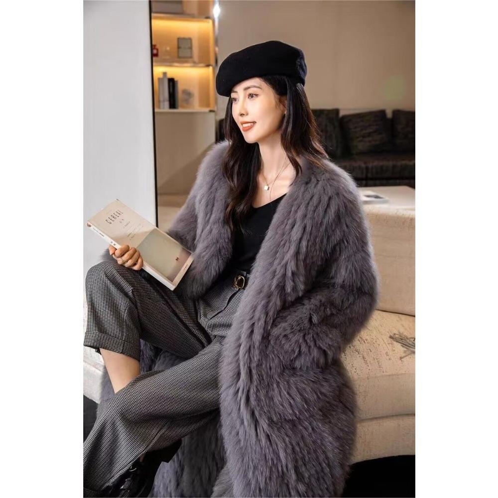 Fox Fur Coat Women's Long New Winter Faux Fur Coat Fashion Young Thickened Coat