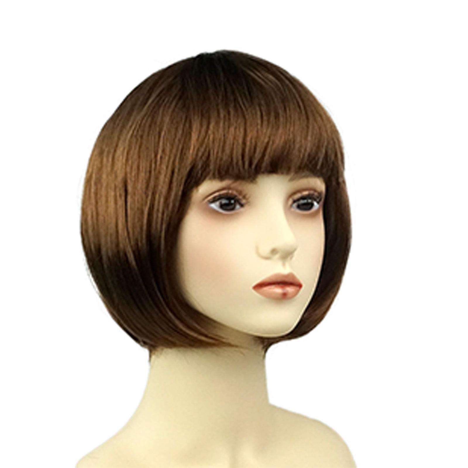 

1 штука короткий прямий боб перука з пласким чубчиком кольорове синтетичне волосся для косплею, щоденного носіння, вечірки, костюма та моди One Size