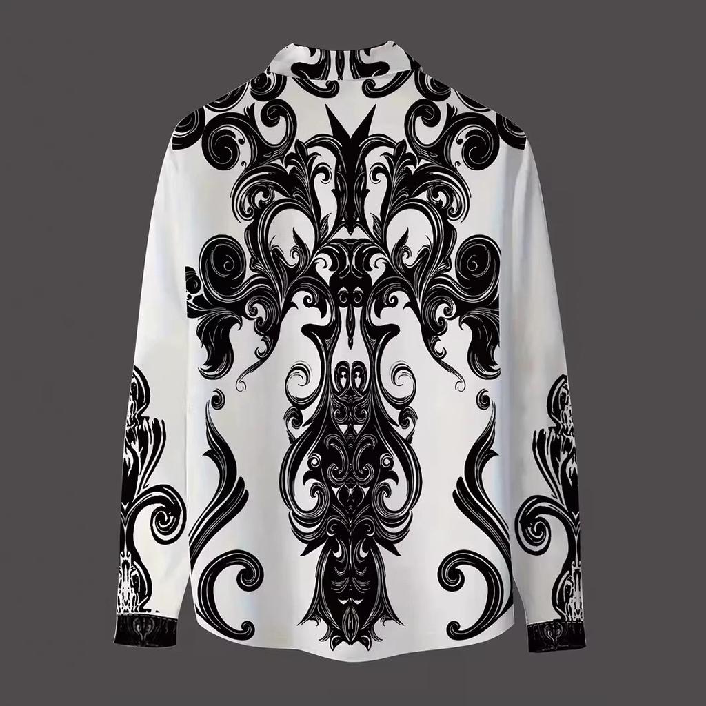 Neue Herrenbekleidung Frühling Herbst Mode Langarmhemd Herren Business Casual Printhemd Oberteile 100% Polyester