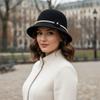 Pearl Flower Topper Hat Solid Color Woolen Bucket Hat Elegant Fisherman Hat  Girl