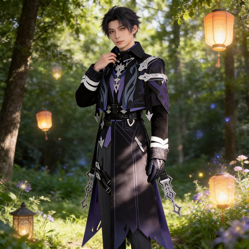Genshin Impact Flins Cosplay Costume Set With Accessories For Anime Role Play