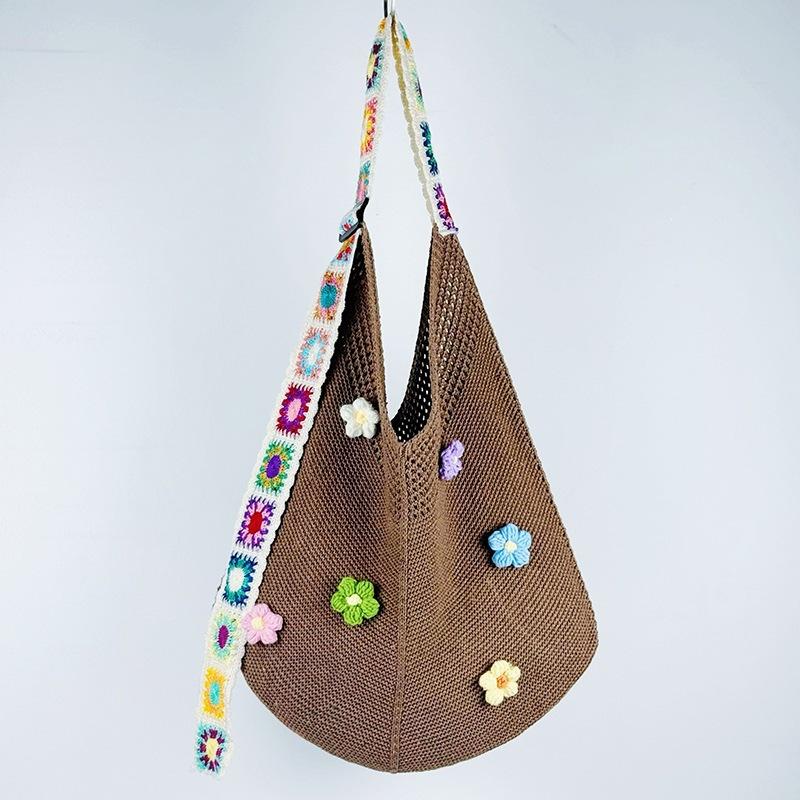 Travel leisure female commuter Mori lazy large capacity shoulder bag woven bag knitted bag leisure vacation