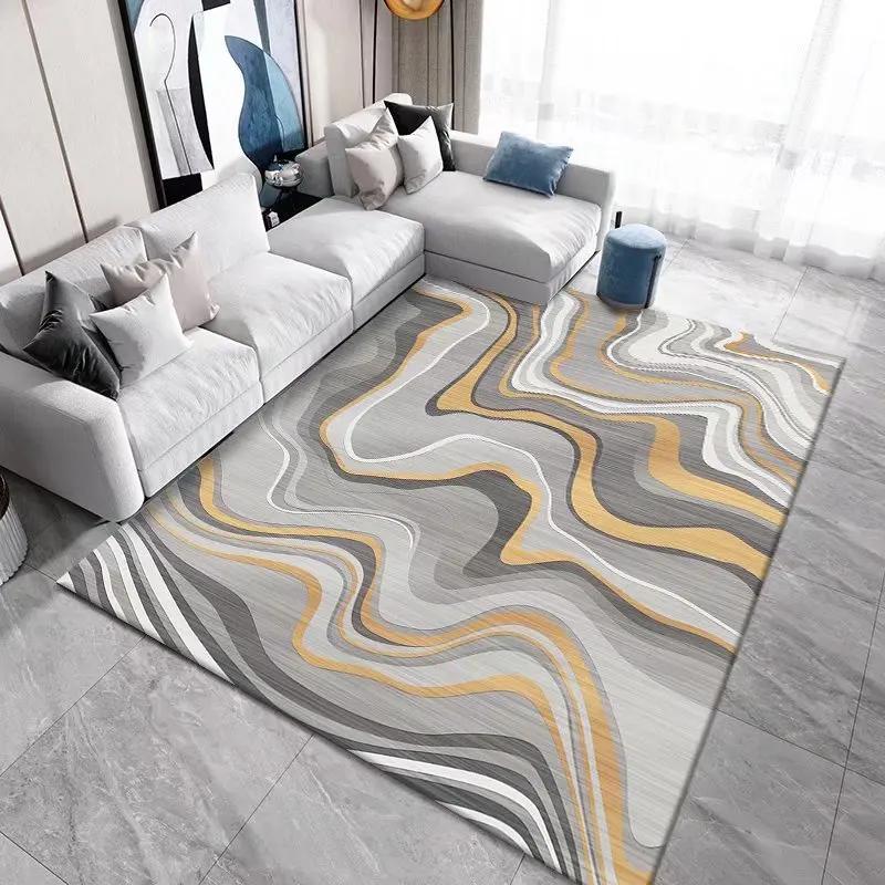 3D Printed Geometric Area Rug – Crystal Velvet Non-Slip Carpet for Living Room & Bedroom, Square Abstract Floor Mat Decor
