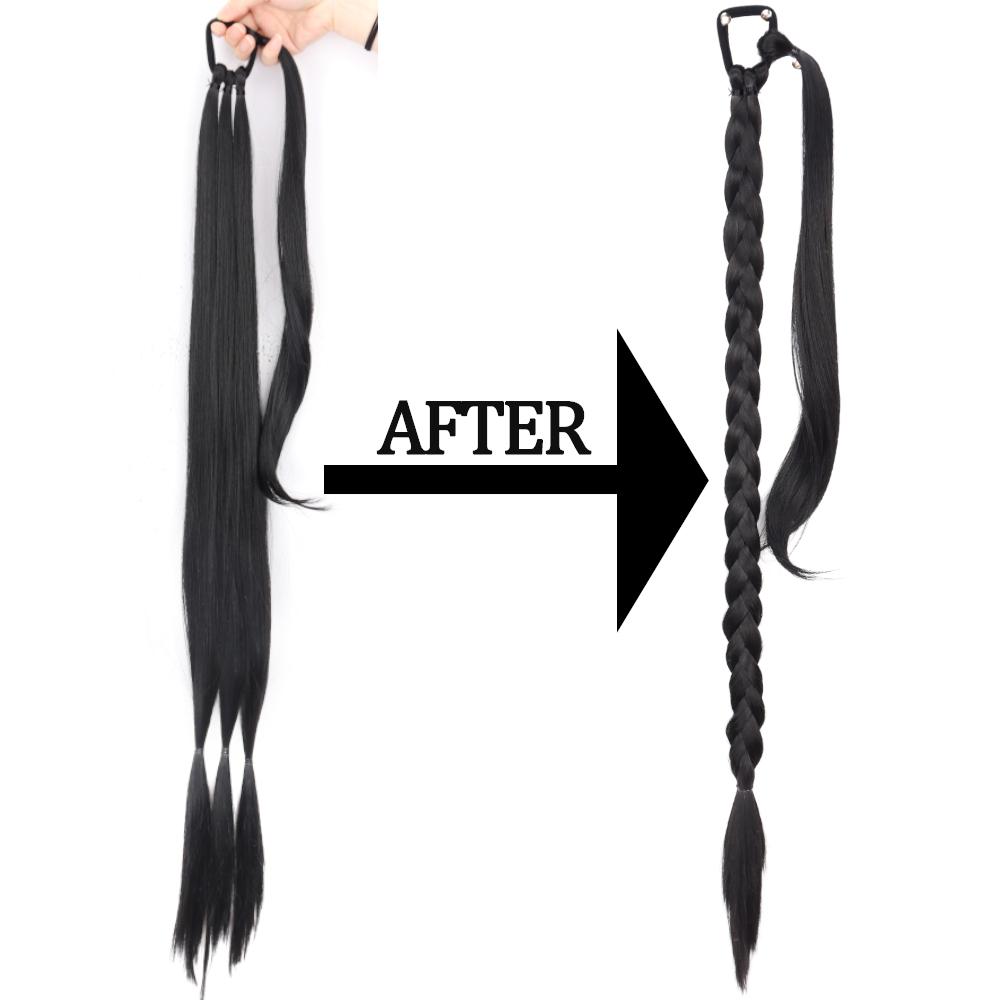 

MISS WIG 34-дюймовий кінський хвіст із синтетичного волокна, довгий прямий шиньон, кінський хвіст із гумкою для волосся для жінок 85 cm