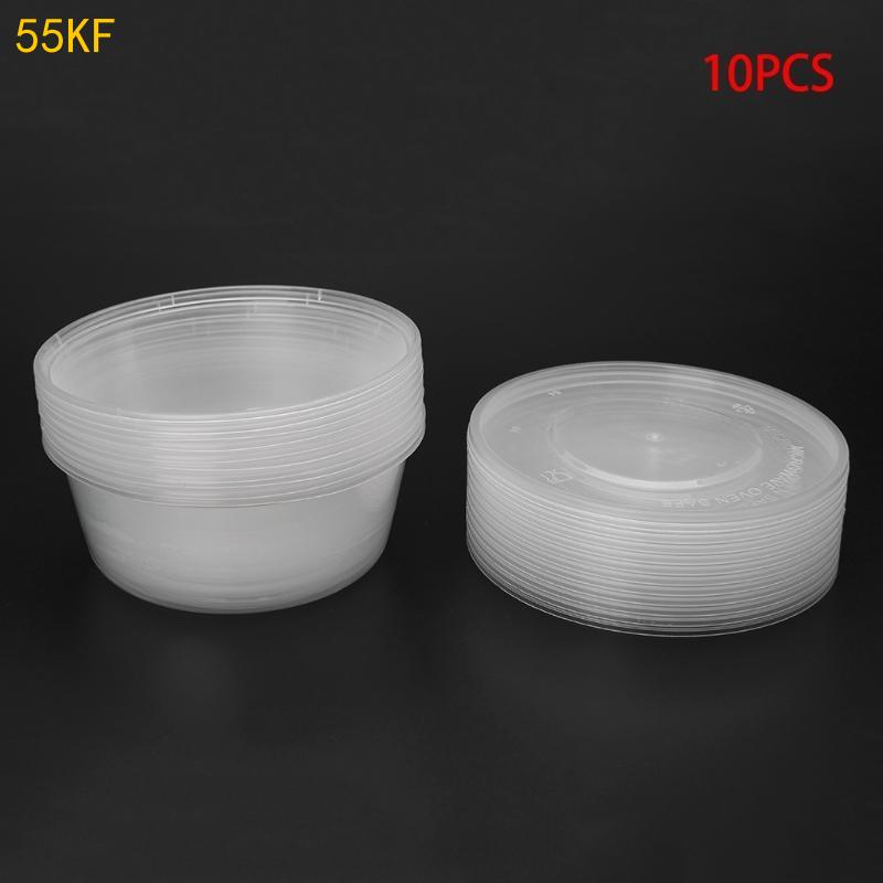 

55KF 10Pcs Plastic Disposable Lunch Soup Bowl Round Container Box With Lids New 10pcs белый