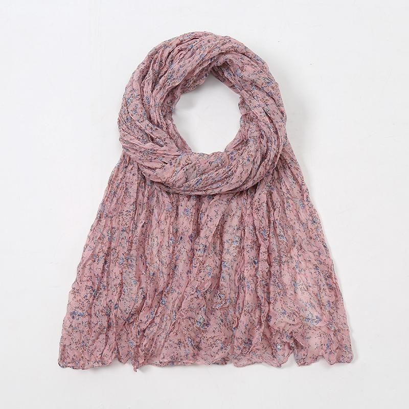 Wrinkle Floral Printed Hijab Scarf For Woman Muslim Hijabs Shawls Lafy Elegant Wrap Soft Muffler Islam Turban Female Scarves
