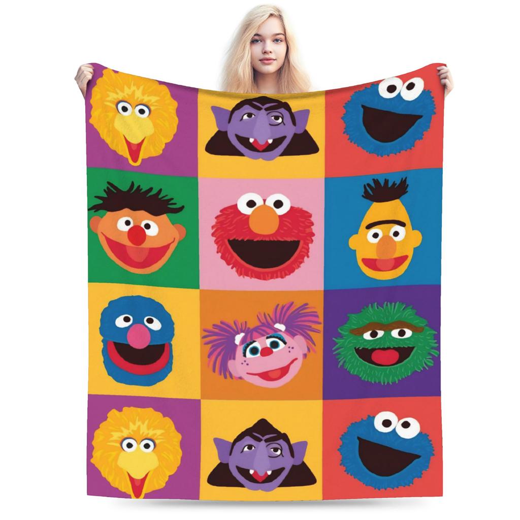 Red Dancing Elmo Pattern Sesame Street Wool Blankets  Novelty Throw Blankets for  Sofa Bedding Lounge 125*100cm Bedspread