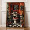 Vintage Black Cat Bathroom Wall Art, Toilet Fun Wall Art, Funny animal Bathroom Art, Quirky Bathroom Wall Decor, Bathroom Print