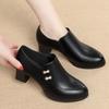 Single Shoes with Soft Leather Soles and Soft Leather Uppers, Women's Shoes with Thick Heels, Leather Shoes