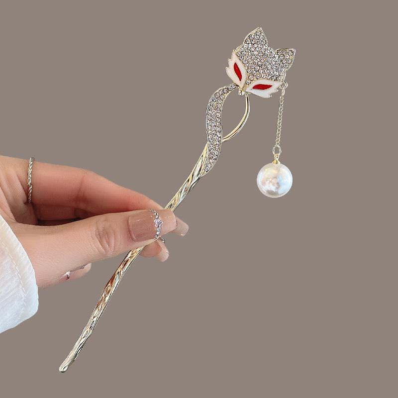 Four Seasons Chinese Tassel Hairpin: Ancient Style Hanfu with Fresh Pearl and Jiangnan Classical Cheongsam Hair Accessory