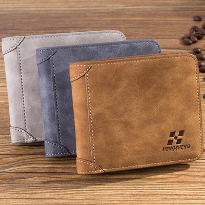 Retro Men Faux Leather Thin Card Holder Purse Business Trifold Short Wallet