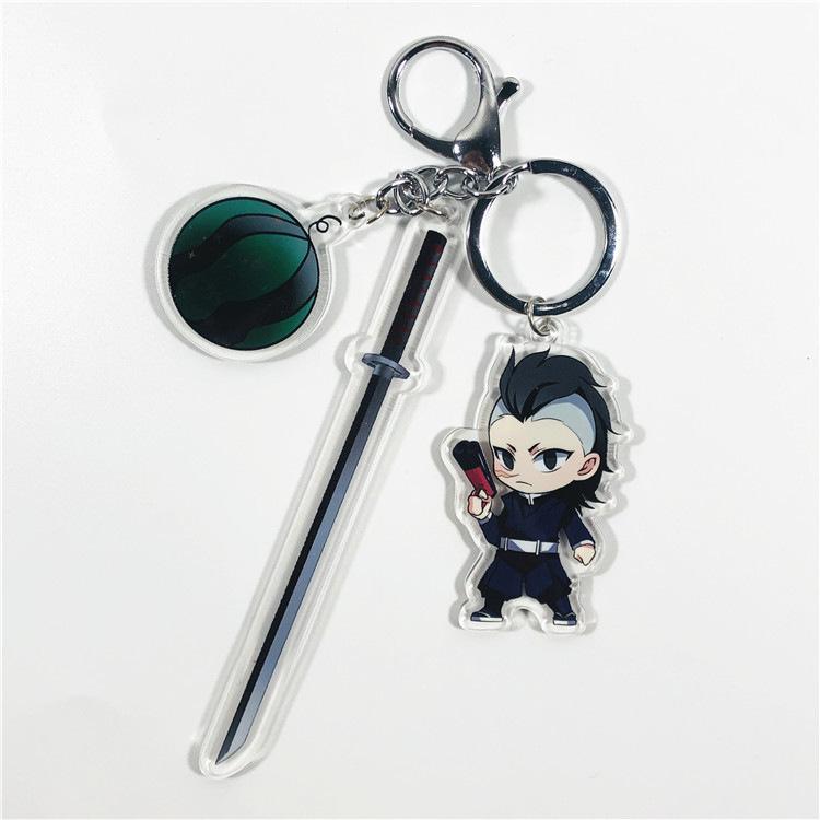 Demon Slayer Keychain Acrylic Charm with Sword Tanjiro Zenitsu Nezuko Anime Cosplay Accessories