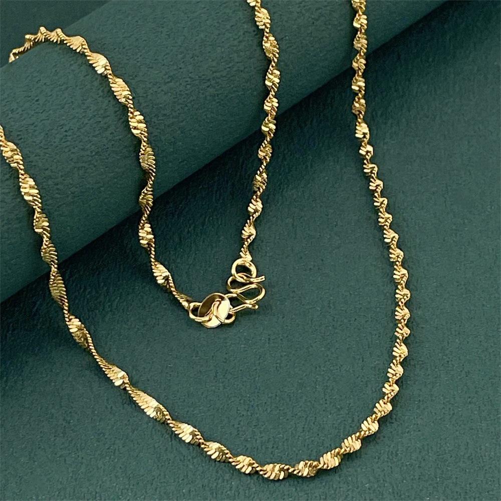 European and American 24k Gold-plated Necklace Copper-plated Gold Vacuum-plated Gold Water Wave Necklace with Chain 2026 45CM