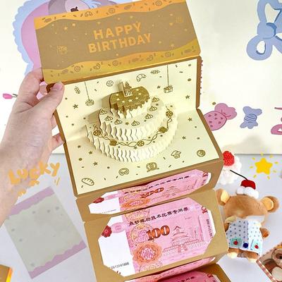 Faltbarer 3D-Geburtstags-Roter Umschlag Traditionell DIY-Verpackung Glücksgeld-Umschlag Beste Wünsche HongBao Rotes Taschengeld Chinesisches Neujahr