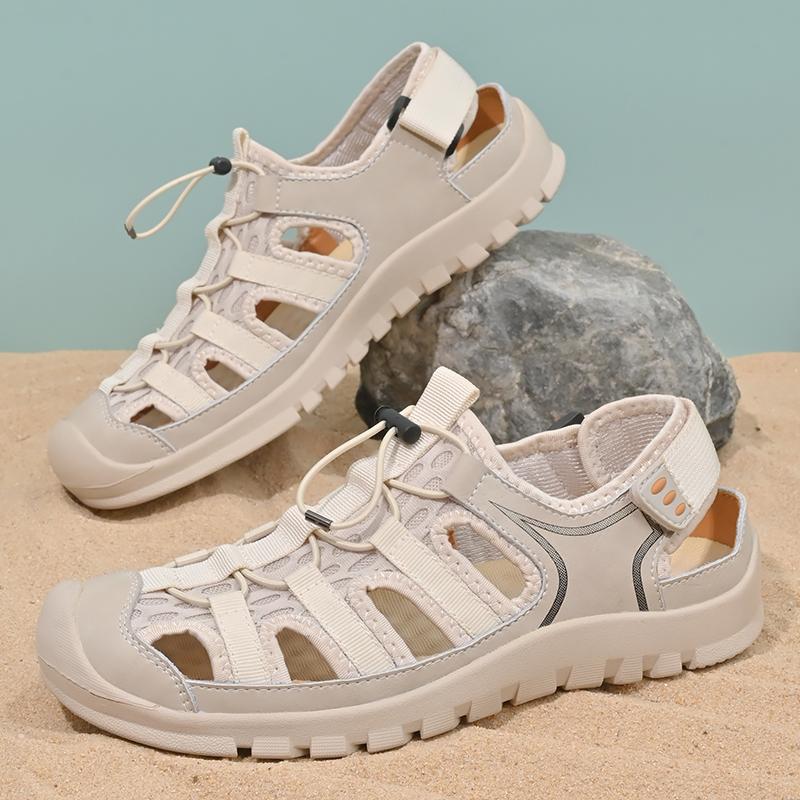 Fashion Breathable Summer Mens Sandals Classic Leather Casual Shoes Outdoor Man Beach Shoes Roman Sneakers Quick Dry Wading Aqua Shoes