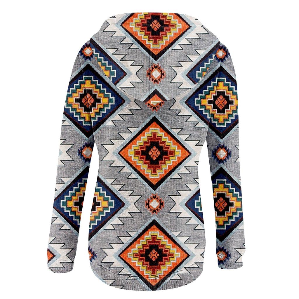 Women's Casual Fashion 2022 Print Long Sleeve Pullover Hooded Top