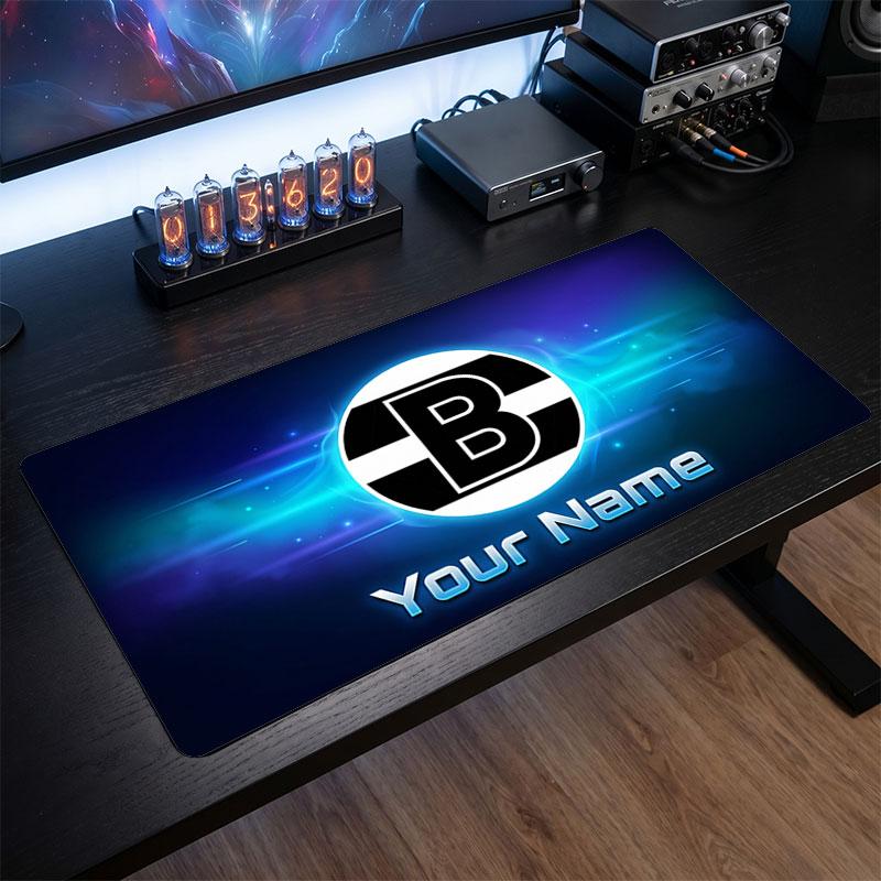 Borussia Mönchengladbach Individuelles Großes Mauspade, Personalisierter Namens-Textdruck, Fußball-Logo Rutschfeste Schreibtischmatte Gaming-Geschenk