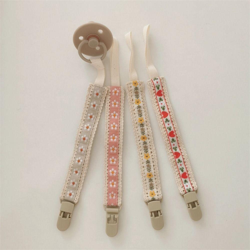 Embroidery Floral Soother Holder Ethnic Style Nipple Holder Clips Children