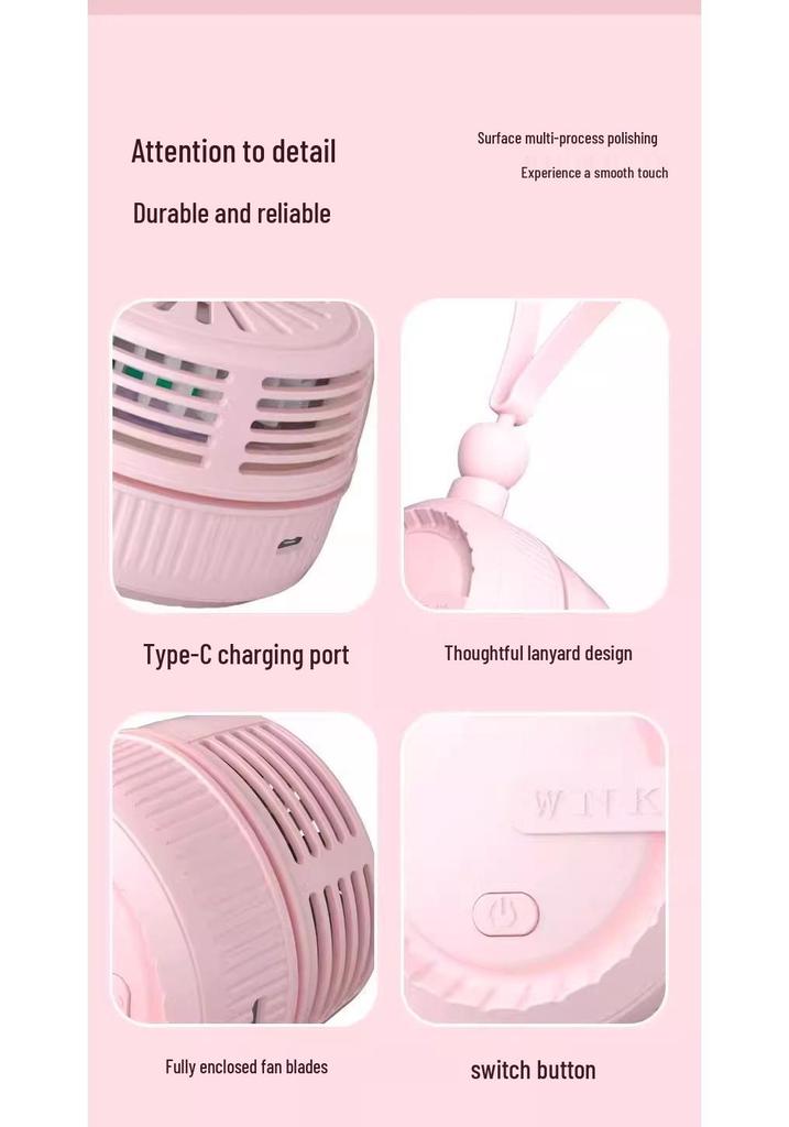 Portable USB Neck-Hanging Fan: Foldable, Large Wind Power, Desktop Use