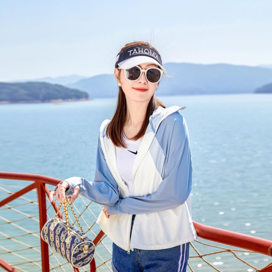 Hooded sunscreen clothing Women's summer clothing New cycling clothing Breathable shirt Cool thin skin clothing Sunscreen clothing
